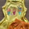 fernandaramoskids com br Conjunto Infantil Feminino Regata e Short Laranja Sorvetinho2