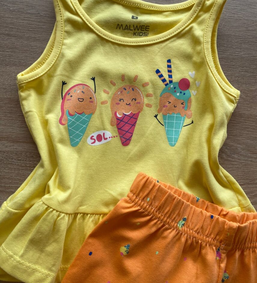fernandaramoskids com br Conjunto Infantil Feminino Regata e Short Laranja Sorvetinho2