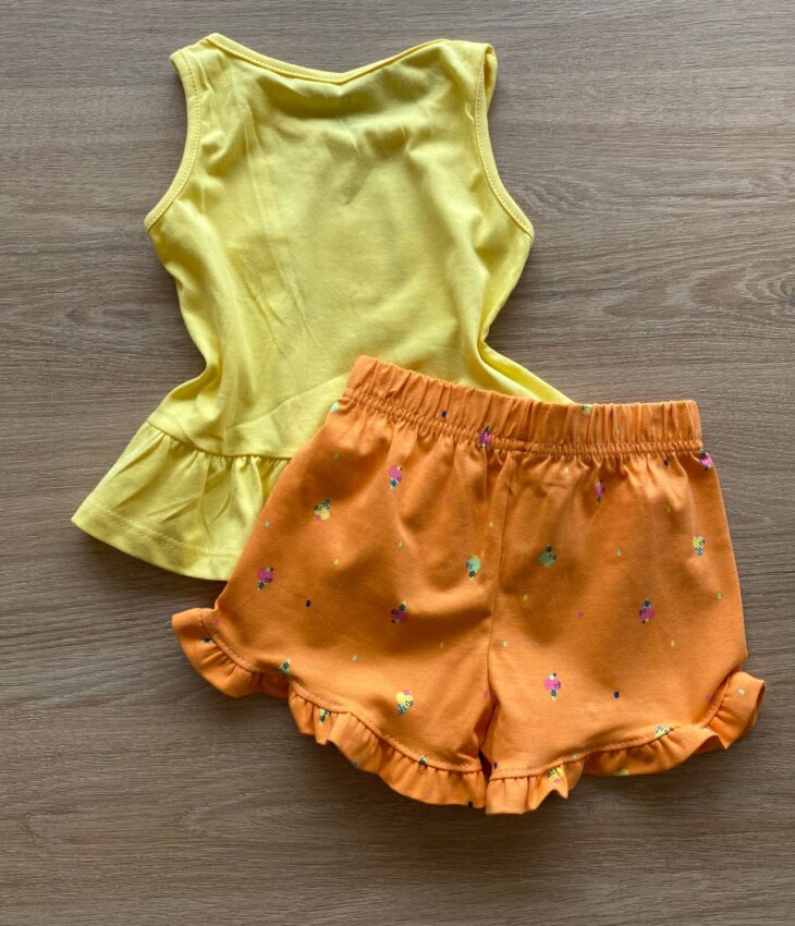 fernandaramoskids com br Conjunto Infantil Feminino Regata e Short Laranja Sorvetinho3