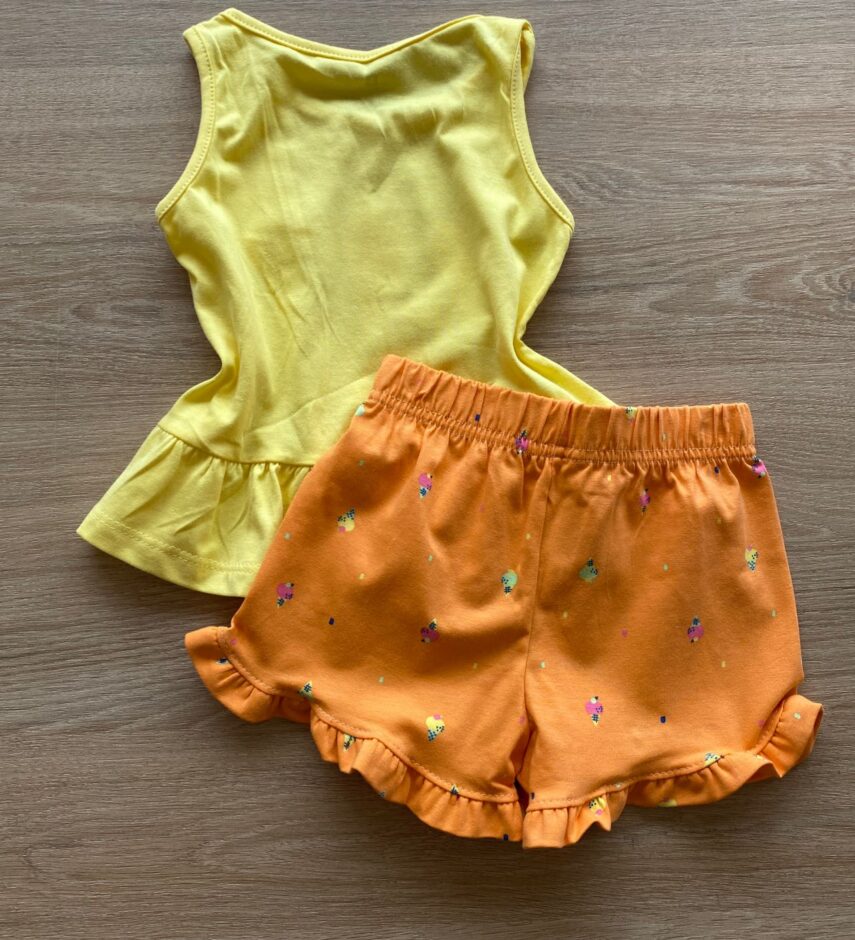 fernandaramoskids com br Conjunto Infantil Feminino Regata e Short Laranja Sorvetinho3