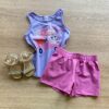 Conjunto Infantil Feminino Regata Estampada e Short Lilás Fernanda Ramos Kids