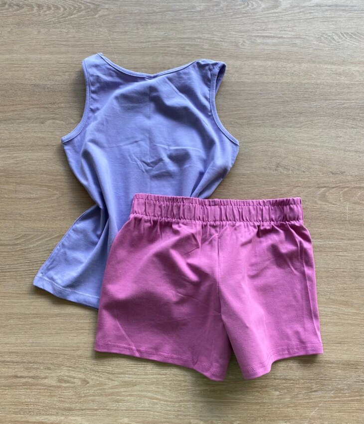 fernandaramoskids com br Conjunto Infantil Feminino Regata Estampada e Short Lilás3