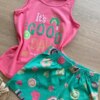 fernandaramoskids com br Conjunto Infantil Feminino Regata Rosa e Short Estampado Verde1