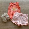 Conjunto Infantil Feminino Regata Salmão e Short Estampado Fernanda Ramos Kids