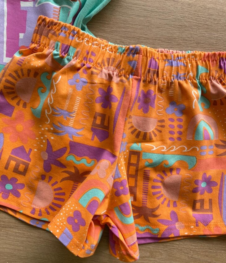 fernandaramoskids com br Conjunto Infantil Feminino Regata Verde Água e Short Estampado2