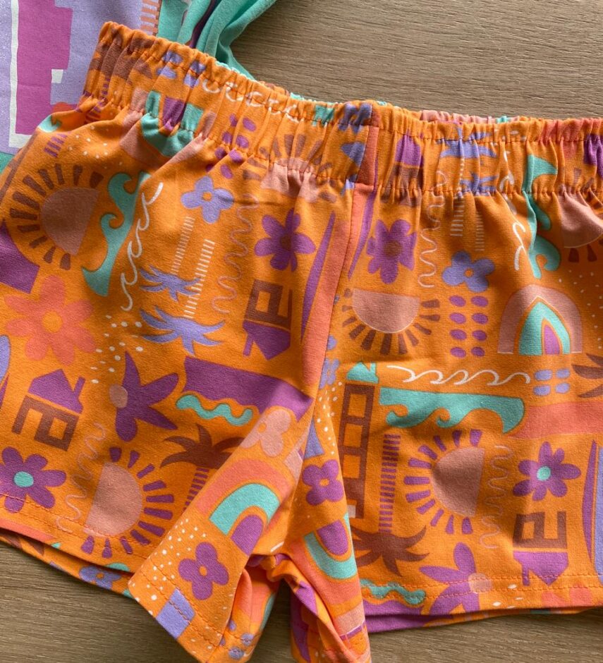 fernandaramoskids com br Conjunto Infantil Feminino Regata Verde Água e Short Estampado2