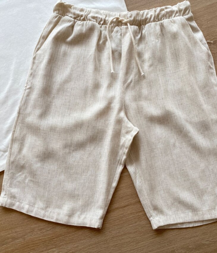 fernandaramoskids com br Conjunto Infantil Masculino Camisa Polo Off White e Bermuda Cru3
