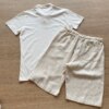 fernandaramoskids com br Conjunto Infantil Masculino Camisa Polo Off White e Bermuda Cru4