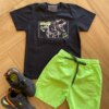 fernandaramoskids com br Conjunto Infantil Masculino Camiseta Preta e Bermuda Verde Neon1