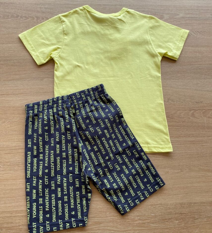 fernandaramoskids com br Conjunto Infantil Masculino Camiseta Verde Lima e Bermuda Estampada3