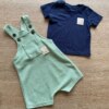 fernandaramoskids com br Conjunto Infantil Masculino Jardineira Verde e Camiseta Azul Marinho2