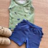Conjunto Infantil Masculino Regata Dinossauros e Bermuda Azul Fernanda Ramos Kids