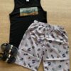 Conjunto Infantil Masculino Regata Hawaii e Bermuda Estampada Fernanda Ramos Kids