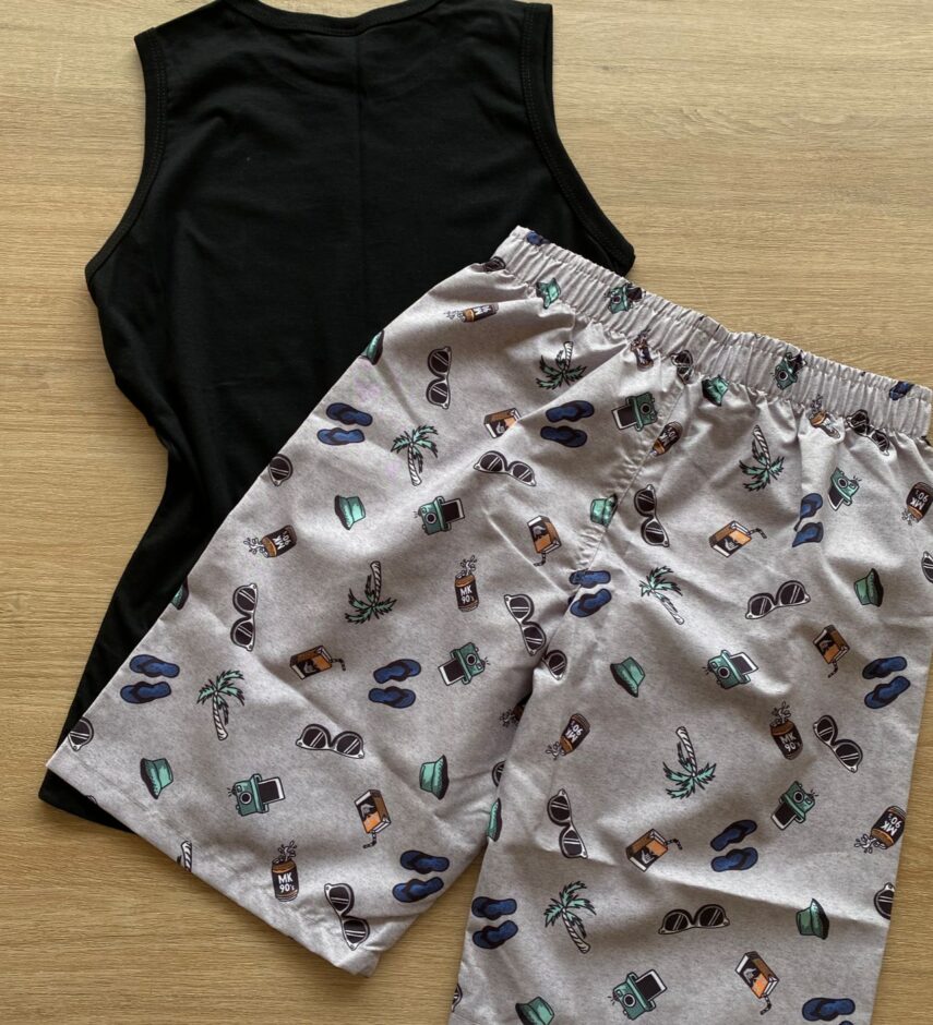 fernandaramoskids com br Conjunto Infantil Masculino Regata Hawaii e Bermuda Estampada2