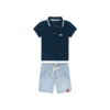 Conjunto Masculino Infantil Camisa Polo Azul Marinho e Bermuda Jeans Fernanda Ramos Kids