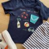 fernandaramoskids com br Conjunto Masculino Infantil Camiseta Azul e Bermuda Listrada1