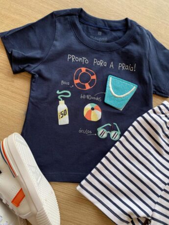 fernandaramoskids com br Conjunto Masculino Infantil Camiseta Azul e Bermuda Listrada1