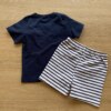 fernandaramoskids com br Conjunto Masculino Infantil Camiseta Azul e Bermuda Listrada3