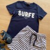 fernandaramoskids com br Conjunto Masculino Infantil Camiseta Azul Marinho e Short Listrado1