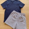 fernandaramoskids com br Conjunto Masculino Infantil Camiseta Azul Marinho e Short Listrado3