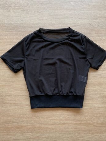 Cropped Infantil Feminino Tule Preto com Transparência Fernanda Ramos Kids