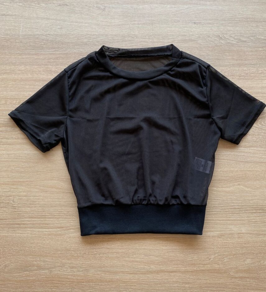 Cropped Infantil Feminino Tule Preto com Transparência Fernanda Ramos Kids