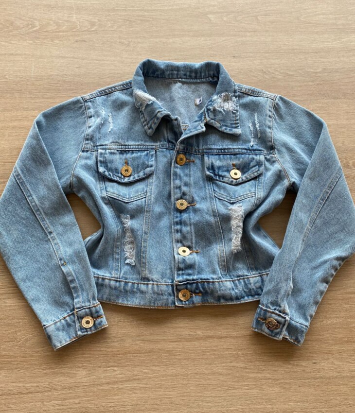 Jaqueta Infantil Feminina Jeans com Detalhe em Destroyed Fernanda Ramos Kids