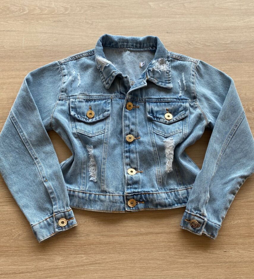 Jaqueta Infantil Feminina Jeans com Detalhe em Destroyed Fernanda Ramos Kids