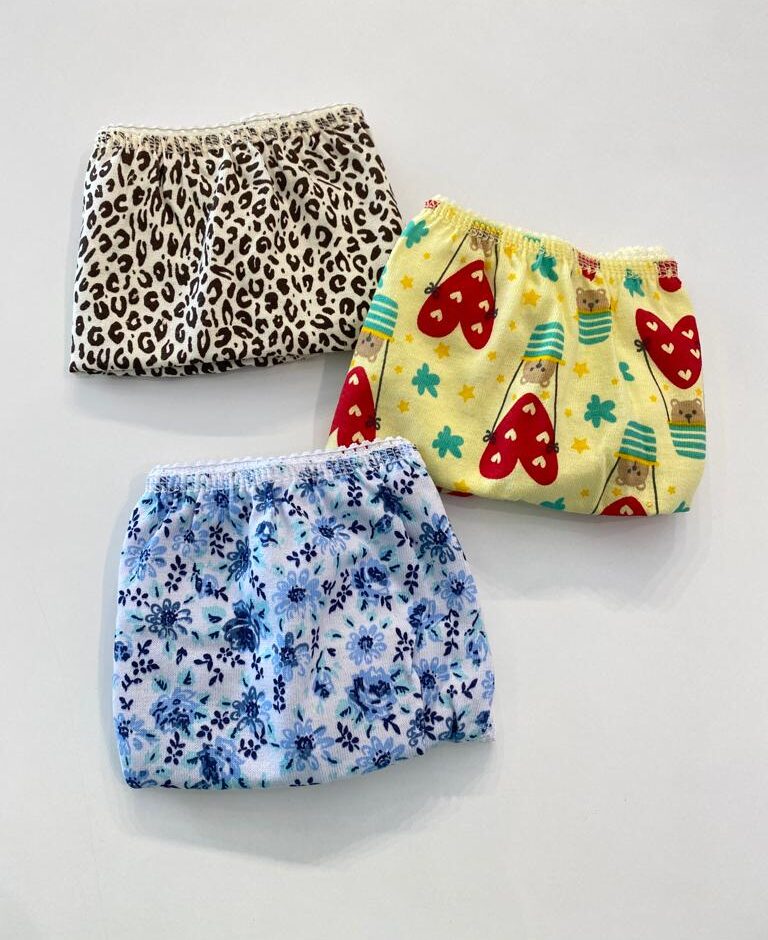 Kit 3 Calcinhas Infantil Feminina de Algodão Estampadas Fernanda Ramos Kids