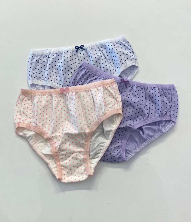 fernandaramoskids com br Kit 3 Calcinhas Infantil Feminina em Algodão Bolinhas1