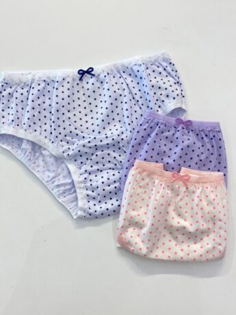 Kit 3 Calcinhas Infantil Feminina em Algodão Bolinhas Fernanda Ramos Kids