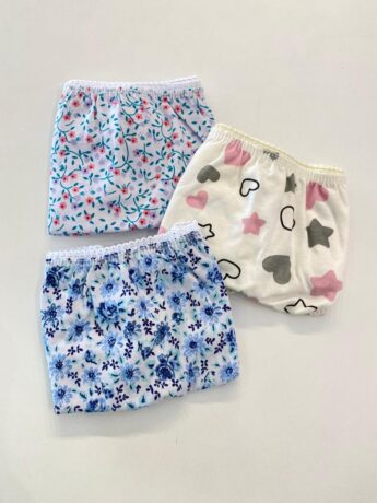 Kit 3 Calcinhas Infantil Feminina Estampadas em Algodão Fernanda Ramos Kids