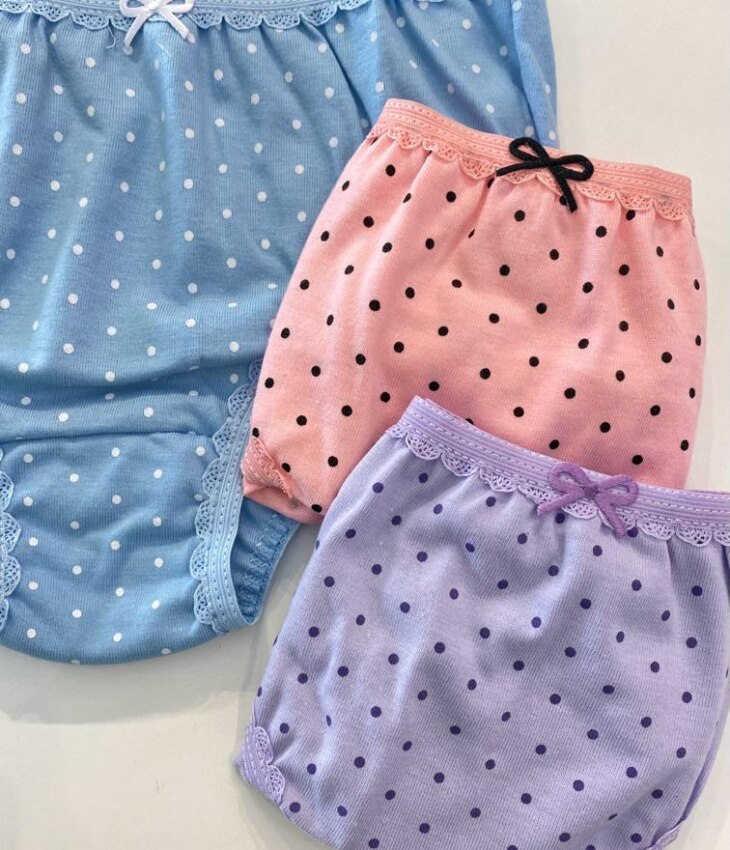 fernandaramoskids com br Kit 3 Calcinhas Infantil Feminina Poá em Algodão2
