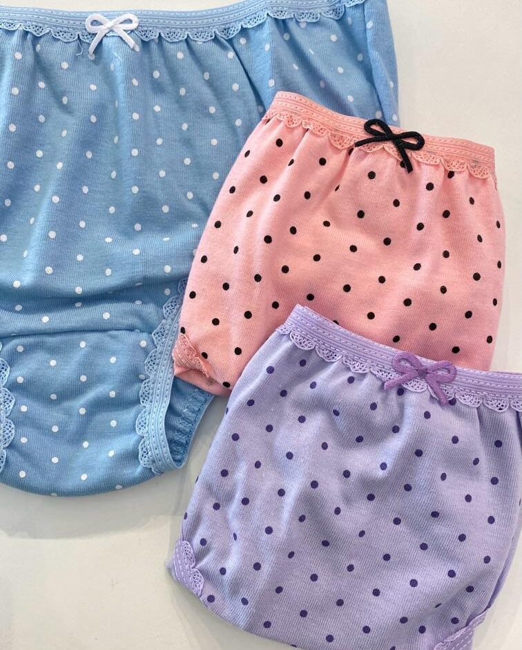 fernandaramoskids com br Kit 3 Calcinhas Infantil Feminina Poá em Algodão2