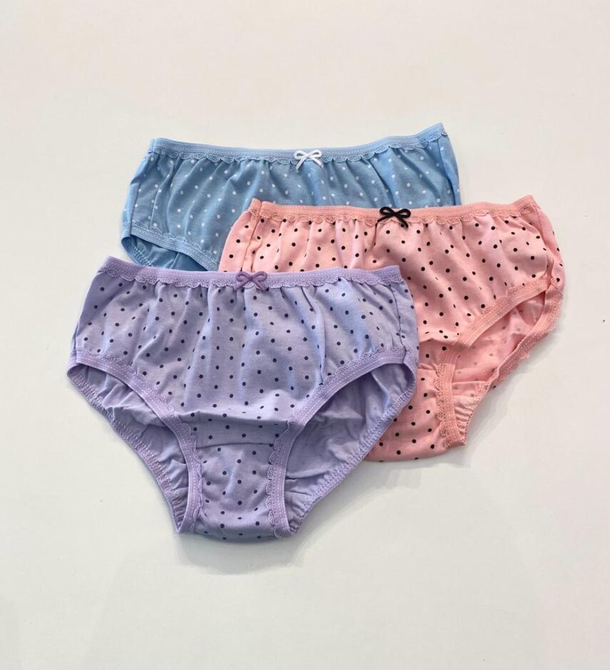 fernandaramoskids com br Kit 3 Calcinhas Infantil Feminina Poá em Algodão3