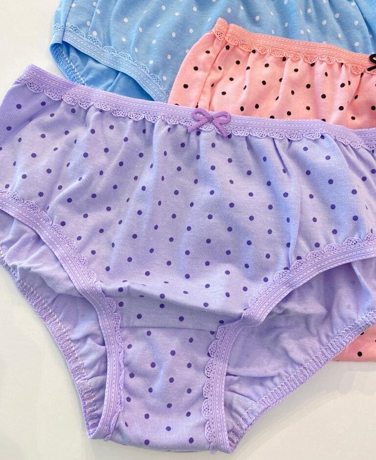 fernandaramoskids com br Kit 3 Calcinhas Infantil Feminina Poá em Algodão5