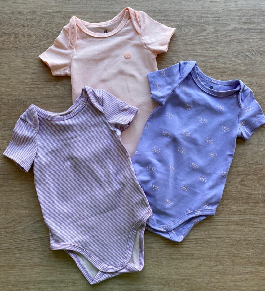 fernandaramoskids com br Kit Body Infantil Feminino Lilás Estampado, Listrado e Salmão1