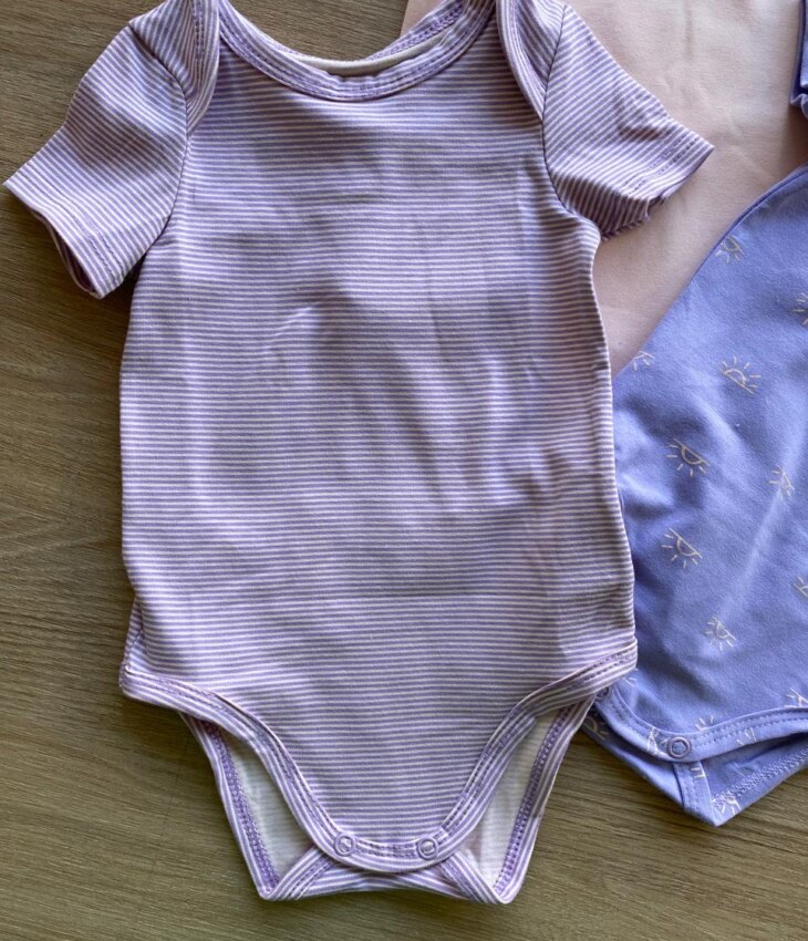 fernandaramoskids com br Kit Body Infantil Feminino Lilás Estampado, Listrado e Salmão2