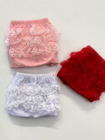 Kit Calcinha Infantil Feminina com Detalhe em Renda Fernanda Ramos Kids