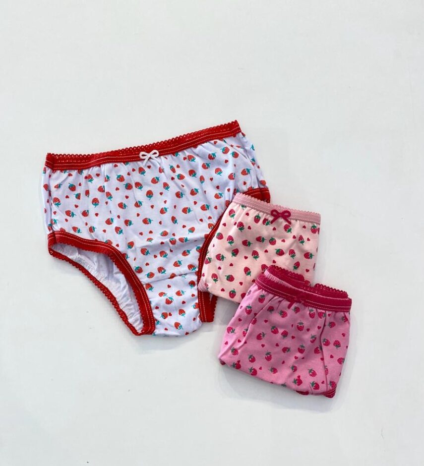 Kit Calcinha Infantil Feminina Estampada com Lacinho Fernanda Ramos Kids