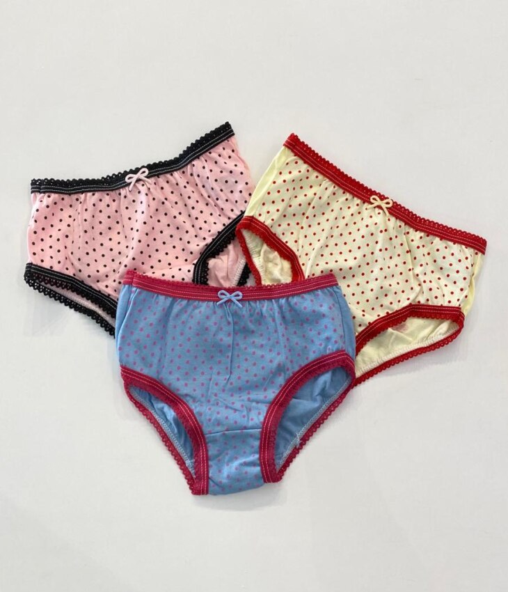 Kit Calcinha Infantil Feminina Estampada de Bolinhas Fernanda Ramos Kids