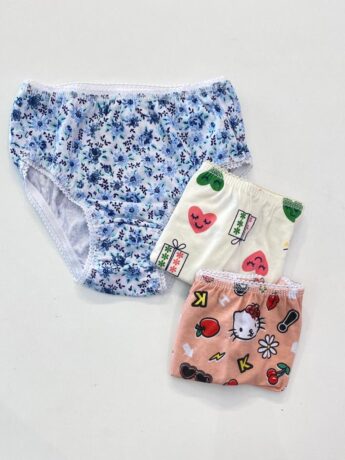 Kit Calcinha Infantil Feminina Estampada em Algodão Fernanda Ramos Kids