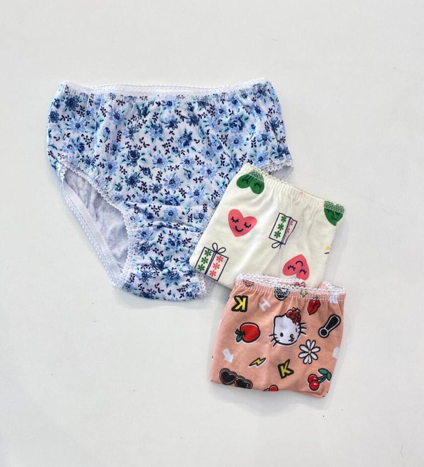 Kit Calcinha Infantil Feminina Estampada em Algodão Fernanda Ramos Kids