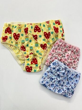fernandaramoskids com br Kit Calcinha Infantil Feminina Estampada Rosa, Amarela e Branca1