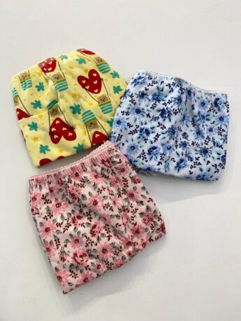 Kit Calcinha Infantil Feminina Estampada Rosa, Amarela e Branca Fernanda Ramos Kids