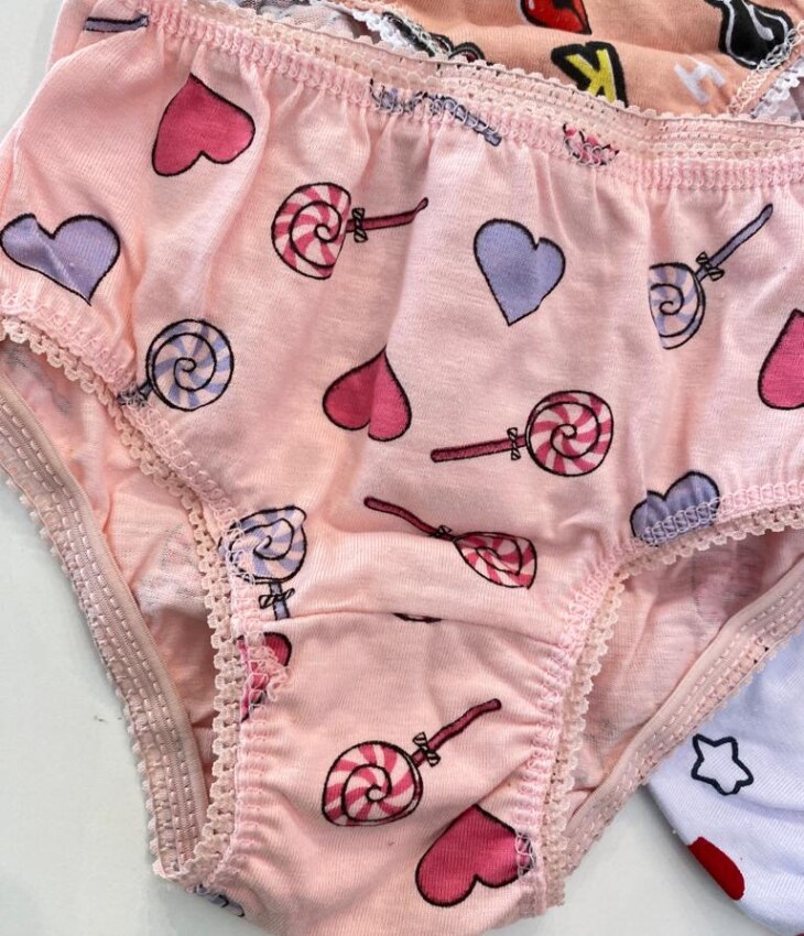 fernandaramoskids com br Kit Calcinha Infantil Feminina Estampada Salmão, Branca e Rosa3