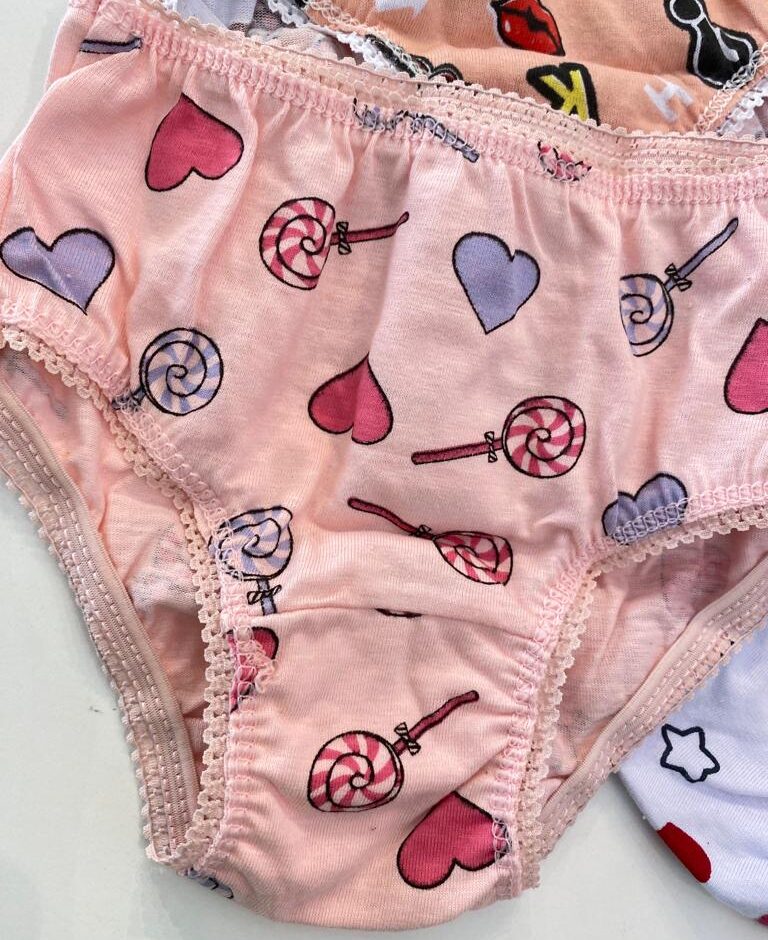 fernandaramoskids com br Kit Calcinha Infantil Feminina Estampada Salmão, Branca e Rosa3
