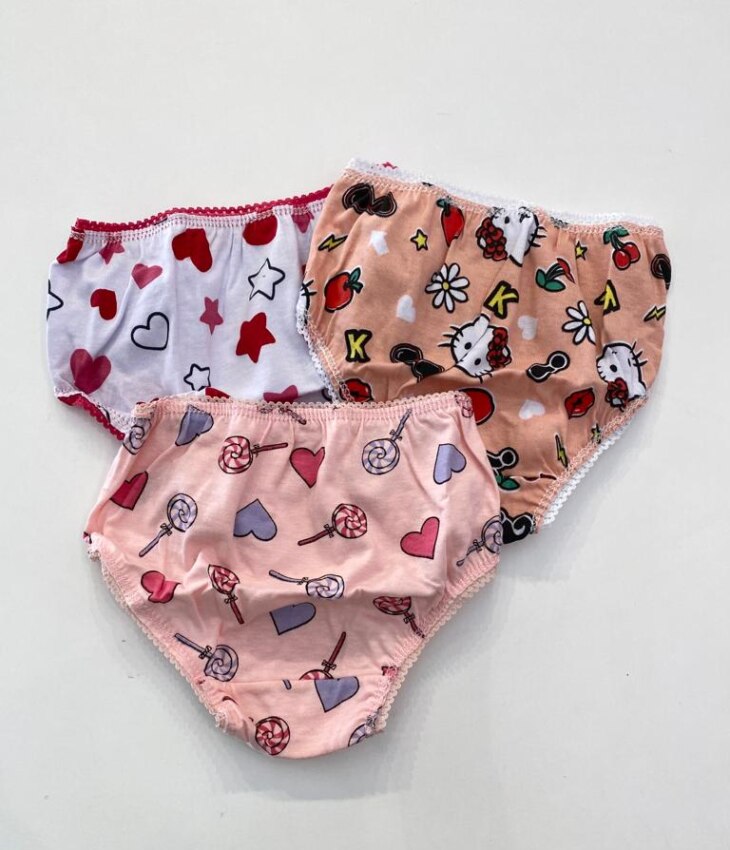 fernandaramoskids com br Kit Calcinha Infantil Feminina Estampada Salmão, Branca e Rosa6