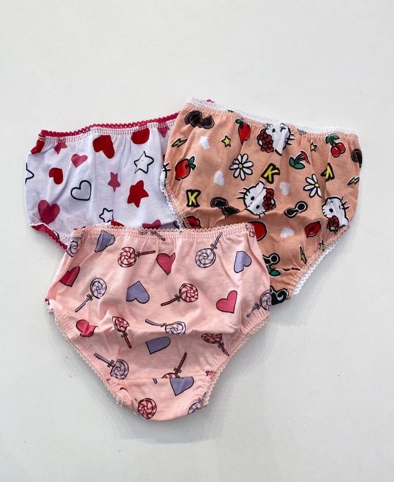 fernandaramoskids com br Kit Calcinha Infantil Feminina Estampada Salmão, Branca e Rosa6