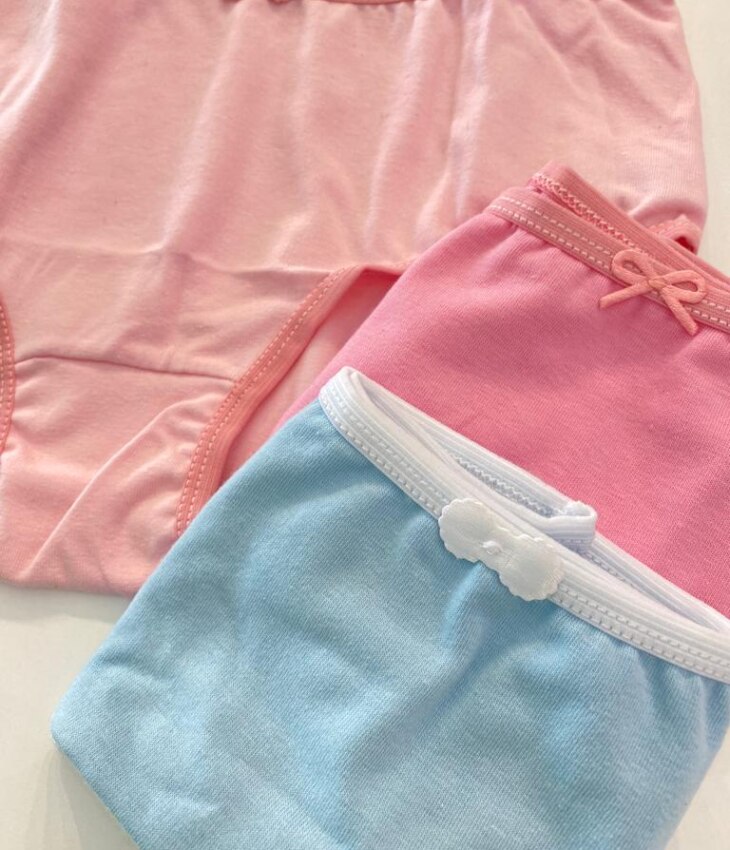 fernandaramoskids com br Kit Calcinha Infantil Feminina Rosa e Azul com Lacinho1